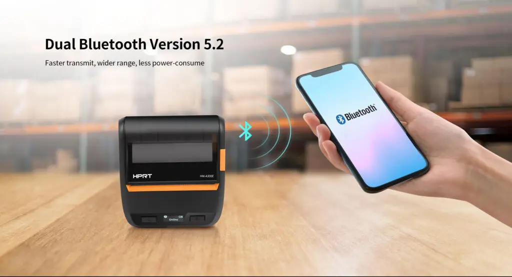 HPRT HM-A300E sử dụng Bluetooth kép phiên bản 5.2.