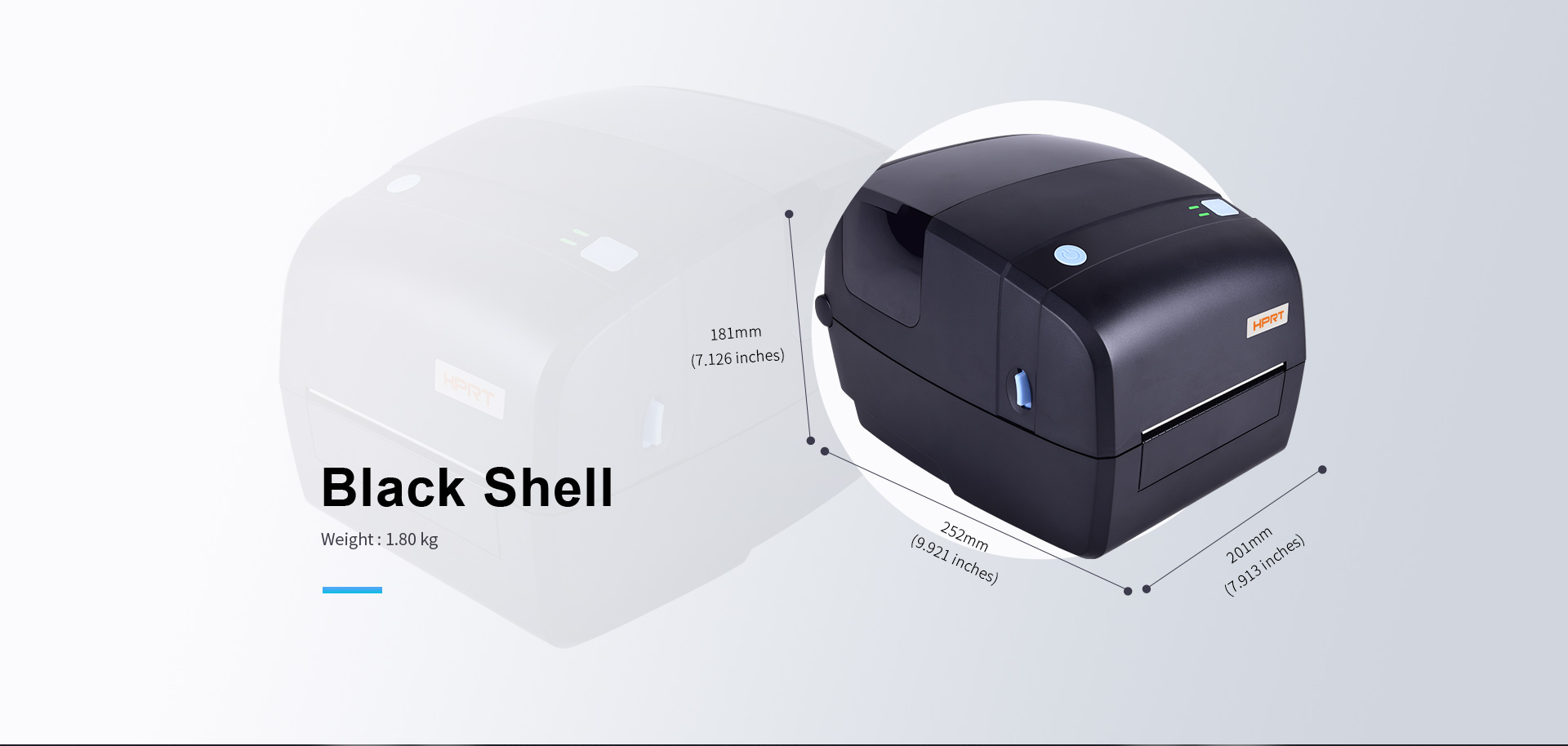 Máy in mã vạch HPRT Alpha có thể kế dạng vỏ sò