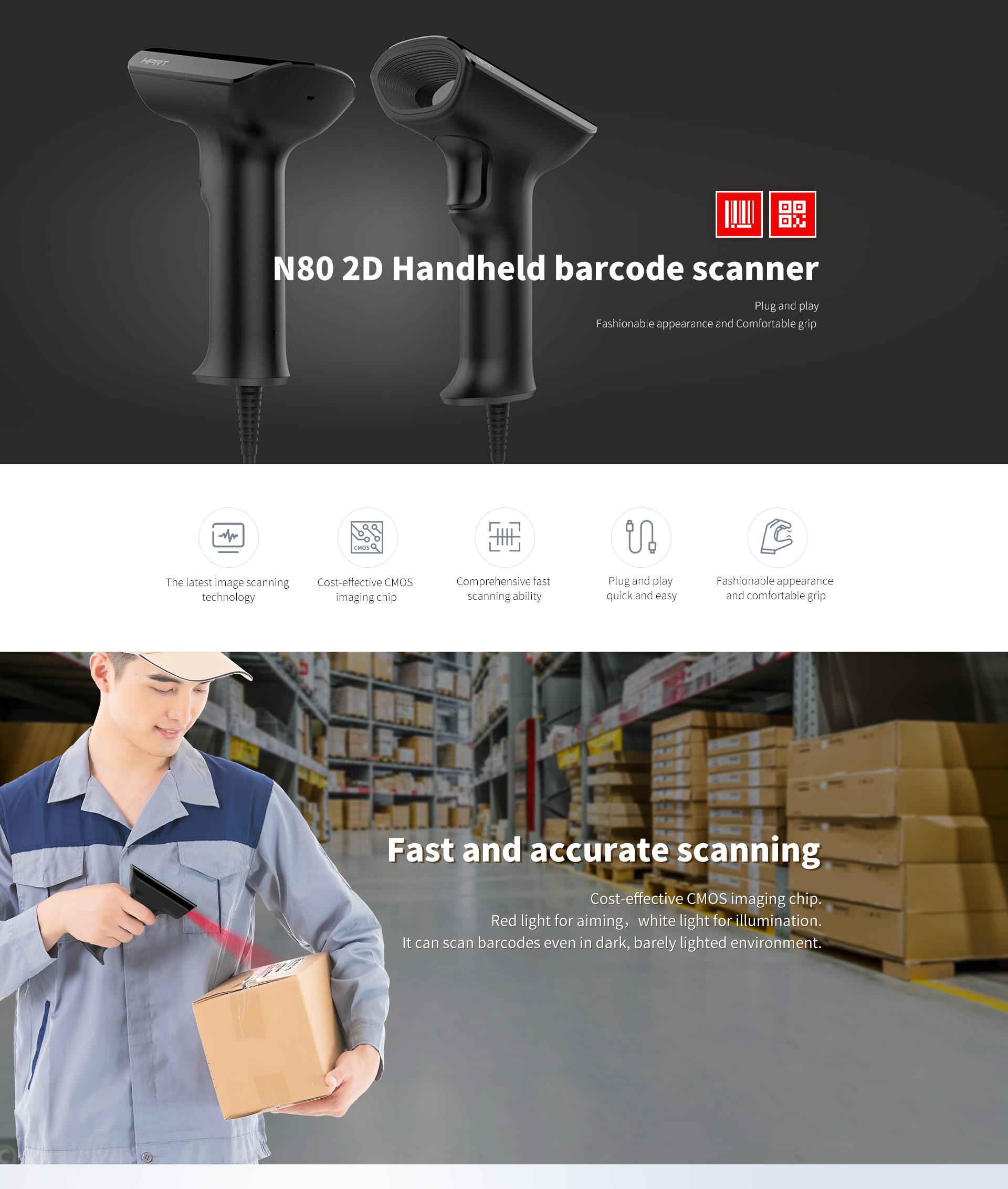 Máy đọc mã vạch 2D HPRT N80