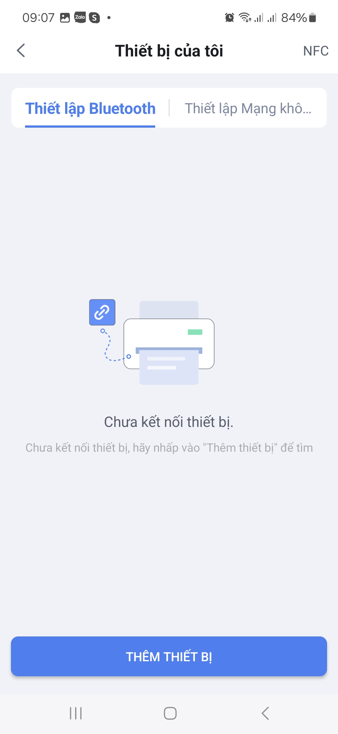 Lựa chọn kết nối máy in trong HereLabel