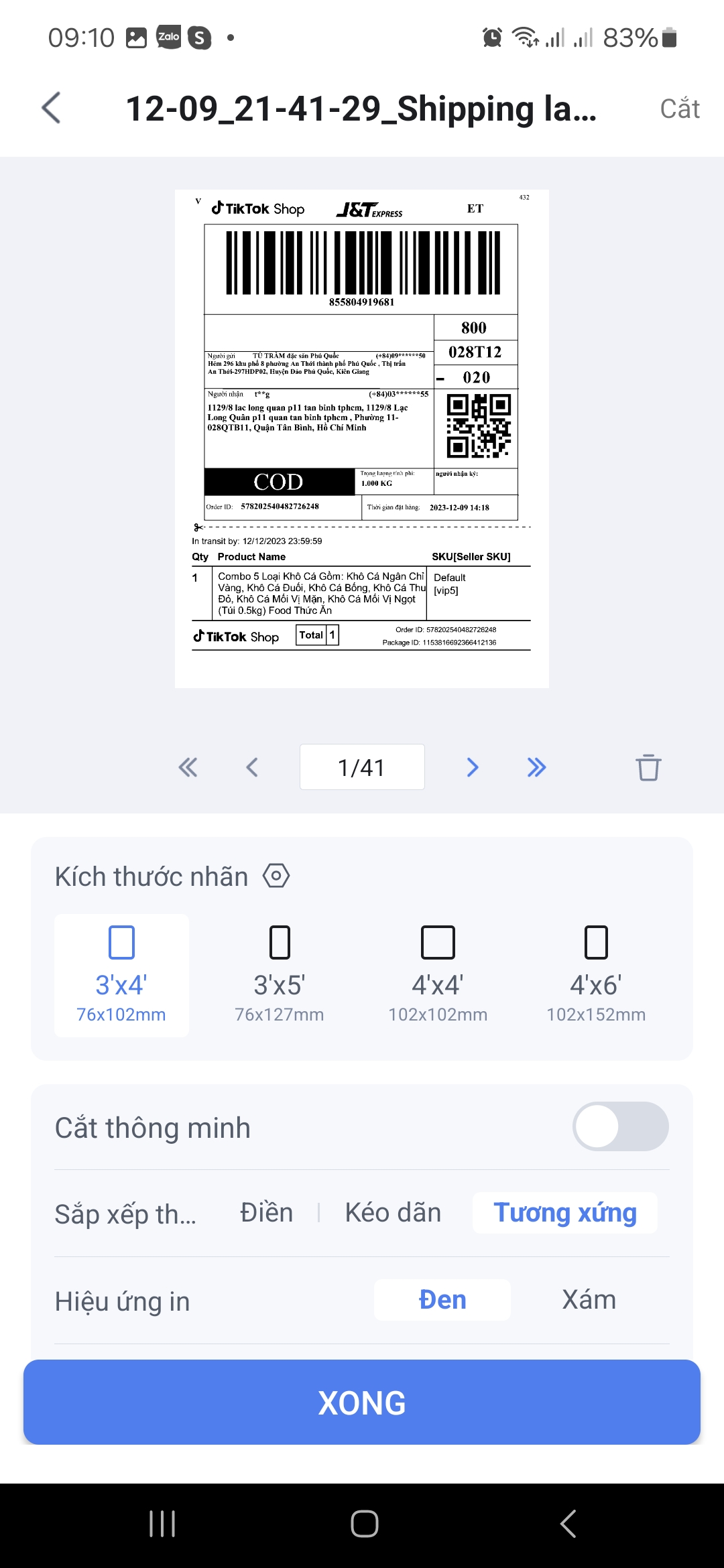 Chọn khổ giấy cho HereLabel