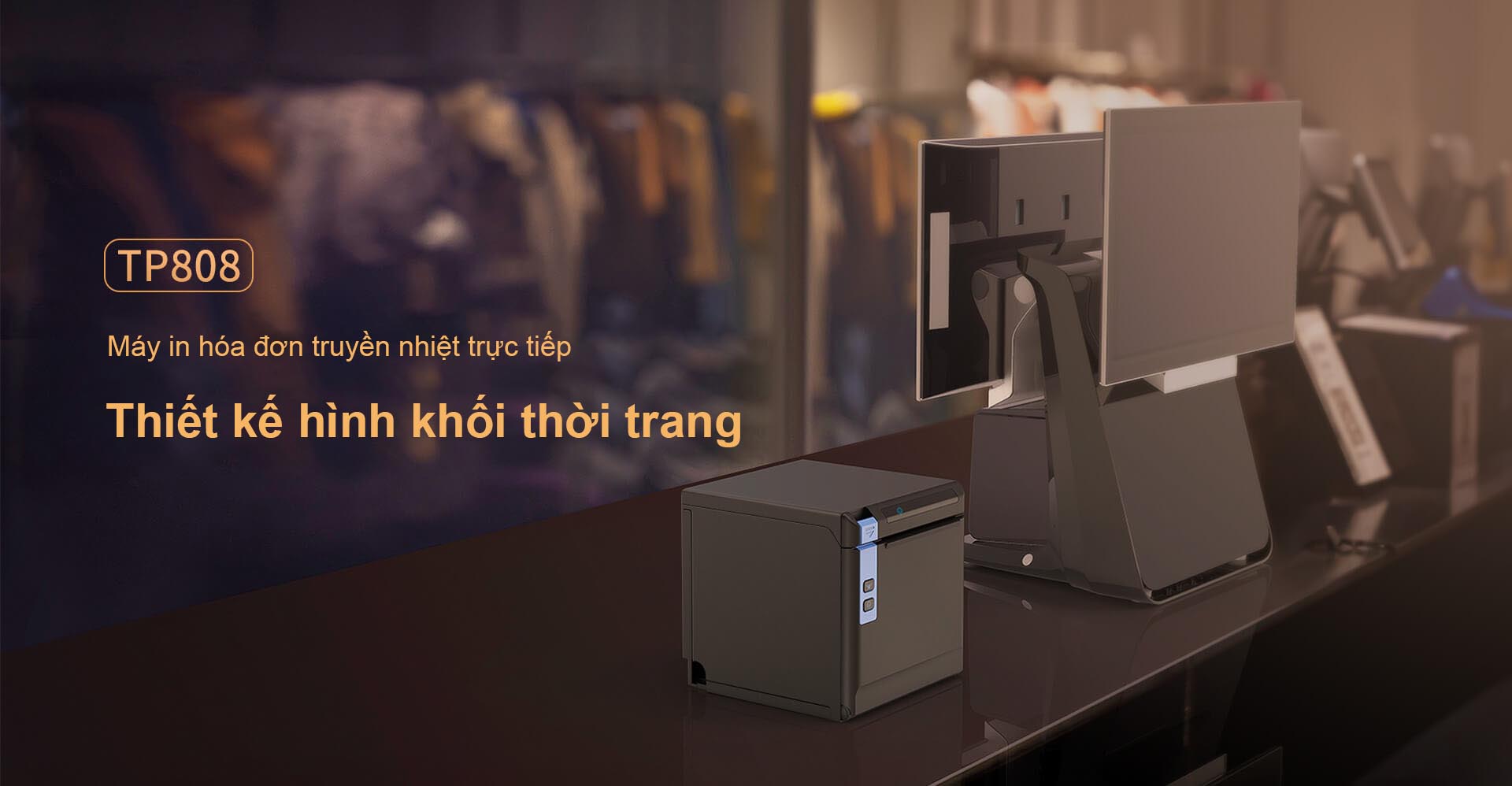 Máy in hóa đơn HPRT TP808 với thiết kế hình khối thời trang