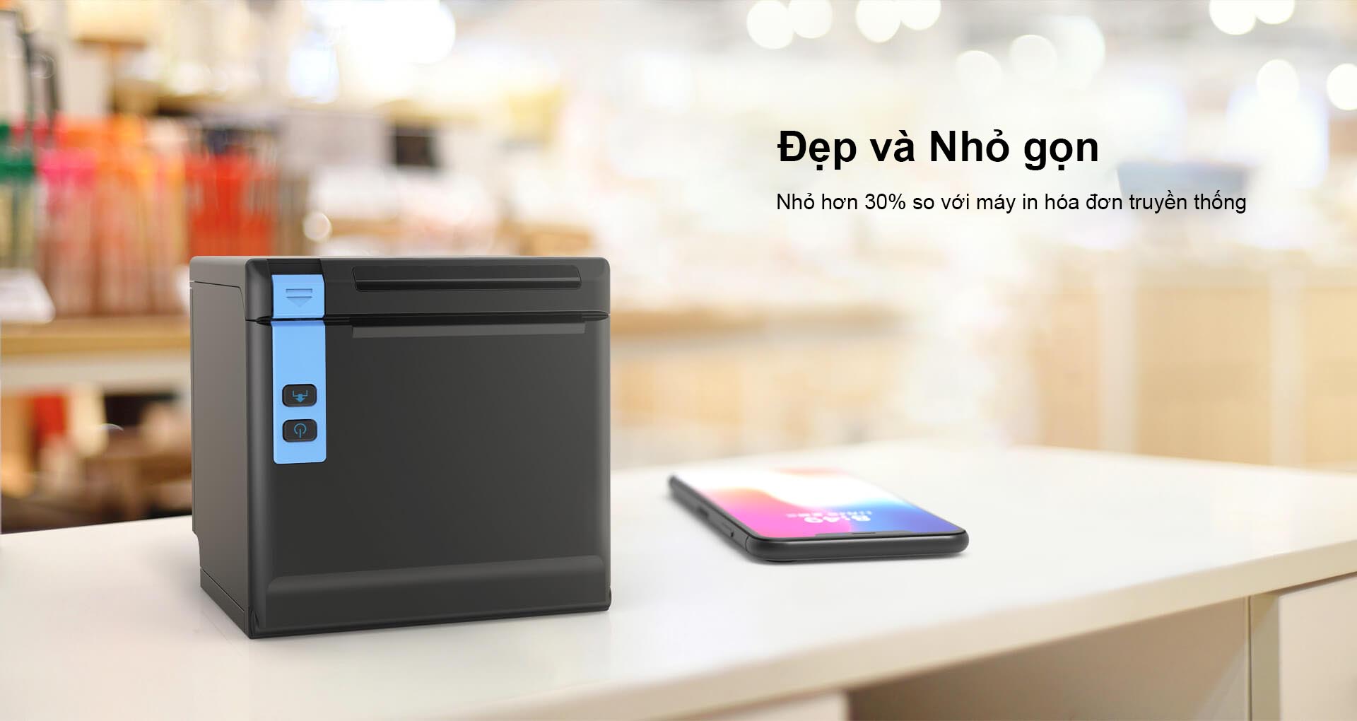 Máy in hóa đơn HPRT TP808 có thiết kế đẹp và nhỏ gọn