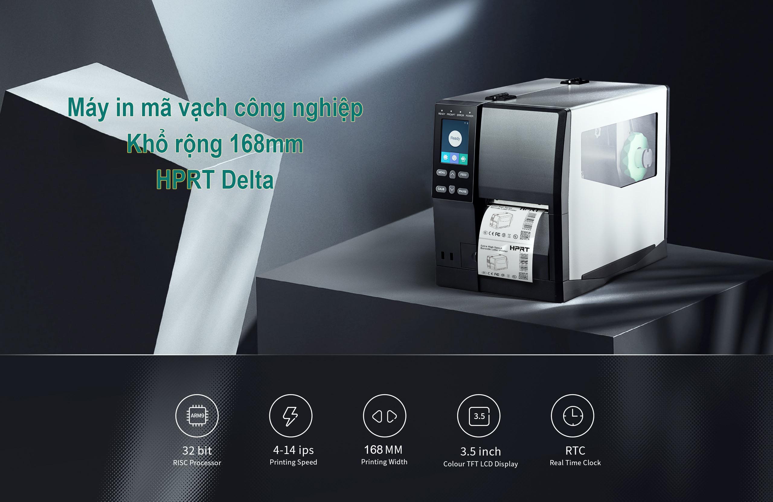 Máy in mã vạch công nghiệp khổ rộng HPRT Delta