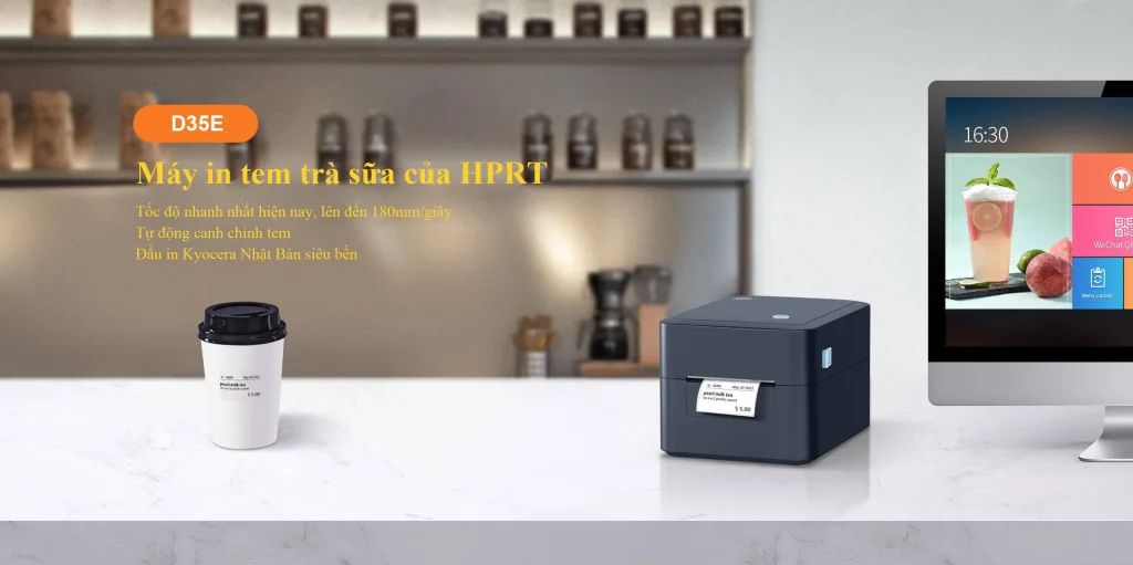 Máy in tem trà sữa HPRT