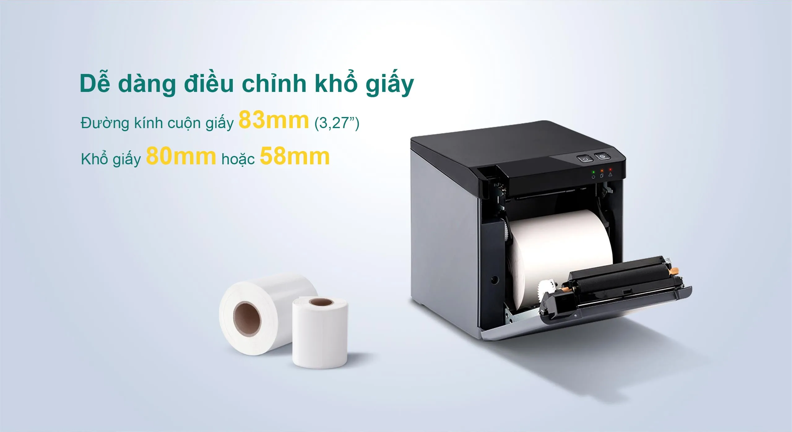 HPRT TP807 hỗ trợ cuộn giấy lớn với hai khổ tùy chọn