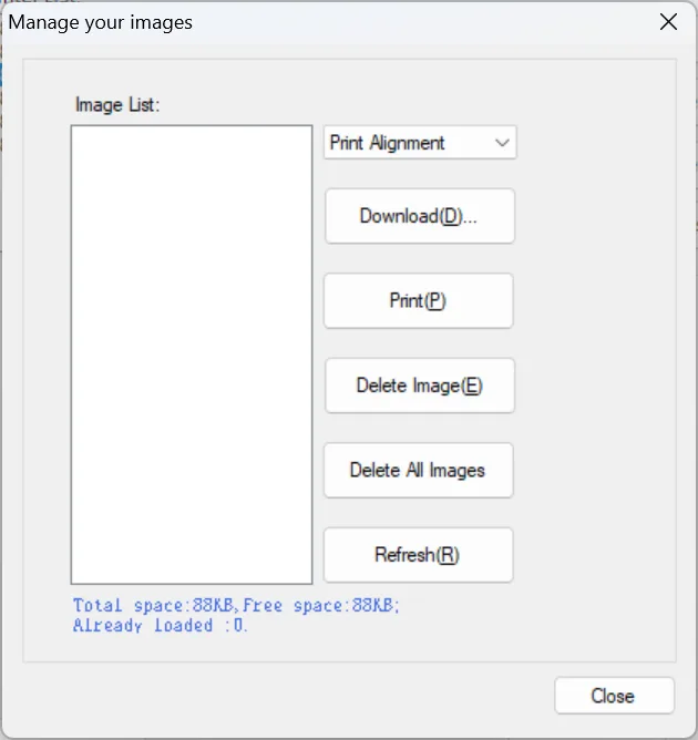 Quản lý các hình ảnh đã nạp xuống máy in.