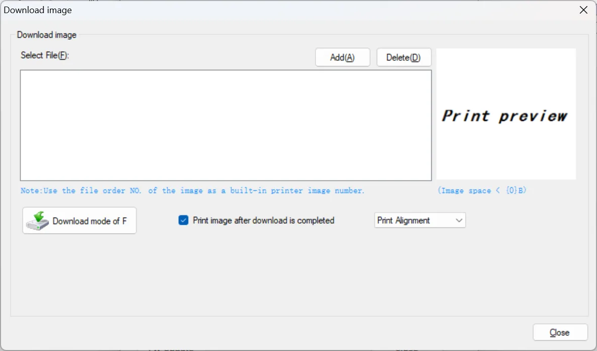 Nạp hình ảnh xuống máy in hóa đơn HPRT.