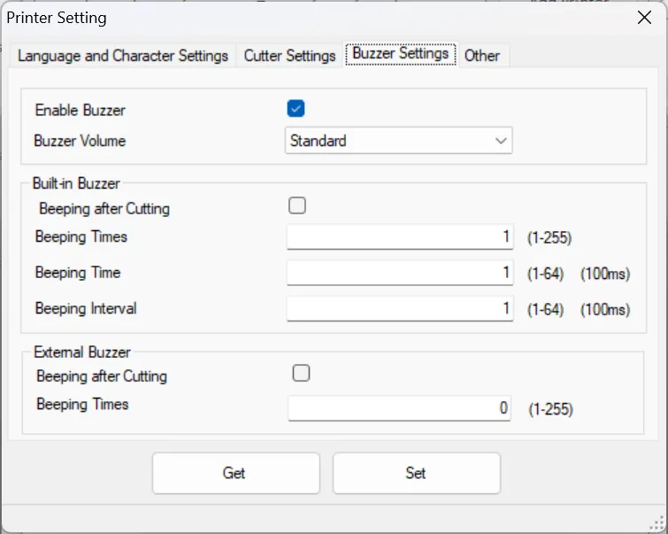 Thiết lập thông số: Cài đặt Âm báo