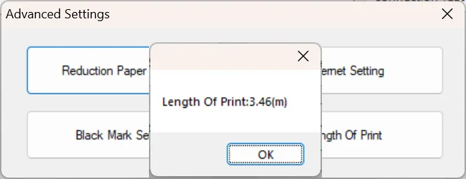Cài đặt nâng cao: Hiển thị số mét đã in.
