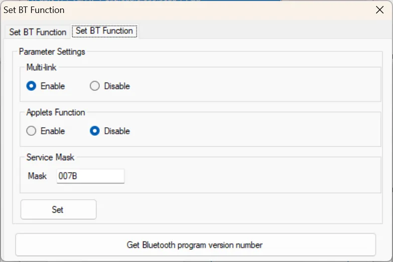 Cài đặt nâng cao: Cài đặt Bluetooth cho máy in - Nâng cao.